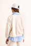 Women's White Blue Bow Printed Collar Skirt Shirt Detailed Oversize Sweatshirt Swt-19000730 - 7