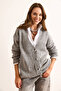 Women's Gray 5 Button Soft Textured Thick Long Cardigan Hrk-19000375 - 3