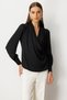 Double Breasted Collar Front Pleated Blouse - 2