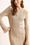 Women's Mink Backless Spanish Sleeve Textured Mini Knitwear Dress Elb-19002536 - 7