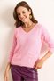 Women's Pink V-Neck Double Pocket Beard Knitwear Sweater Kzk-19000981 - 4