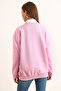 Women's Pink Teddy Bear Embroidered Stitching Detailed Thick Sweatshirt Swt-19000731 - 7