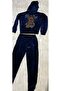 Women's Velvet Tracksuit Set with Stone Print - 4