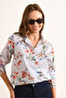 Women's White Navy Blue Striped Jungle Cotton Shirt Gml-19001389 - 5