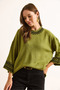 Women's Oil Green Cuff Sleeve Detailed Three-Quarter Sleeve Sweater Kzk-19000975 - 3