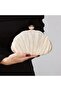 Champagne Shell-Shaped Evening Clutch – Elegant Crossbody Purse for Women with Removable Strap – - 4