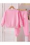 Girl's Pink Top and Bottom Set with Ribbon Detail - 3