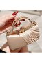 Elegant Peach Goddess Evening Clutch with Golden Accents – Chic Polyester Handbag with Buckle Clos - 3