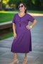 Fullly Flexible Lycra Cotton Fabric Short Sleeve V-Neck Cotton Viscose Plus Size Dress with Bead Detail - 2