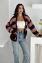 Dusty Rose Colored Striped Knitwear Cardigan - Knitted Standard Size Loose Knitwear Cardigan with Pockets - 7