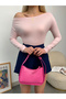 Women's Fuchsia Boat Neck Viscose Fabric Long Sleeve Blouse - 5