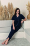Women's 100% Cotton Piped High-Quality Shirt Collar Buttoned Short-Sleeve Plus Size Pajama Set - 5