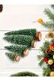 6 Pieces 10 cm Snowy Christmas Tree + 2 m Led Light Party Decoration Ornament - 3
