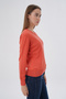 Women's Salmon 100% Organic Cotton V-Neck Knitwear Sweater Blouse Trıst-6102 - 4