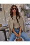 Women's Hair Braided Patterned Combination Blouse and Buttoned Cardigan Double Set Mink - 5