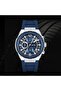 DT007 Chronograph Watch - 43.5MM Blue Textured Dial with Yellow Accents, Blue Leather Strap, - 4