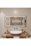 MotionGlow Sofia Sensor LED Mirror with Defog Function Thermometer Clock 110x65 cm, Rose Gold Frame - 2