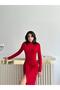 Red Drawstring Dress with Accessory Detail - 4