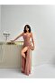 Powder Beaded Sleeveless Strapless Evening Dress - 4