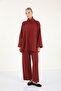 40938 - Stylish Comfortable Knitwear Fisherman Collar Top and Bottom Set - 2