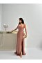 Powder Beaded Sleeveless Strapless Evening Dress - 3