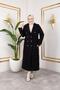 Women's Lined Buttoned Pocket Long Black Cashmere Coat - 4