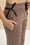 Brown Bow Printed Wide Leg Girls' Ribbed Sweatpants 21434 - 2