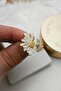 White Enamel Half Flower Gold Women's Earrings - 2