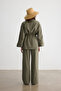 Khaki Beaded Detail Viscose Linen Shirt - 6