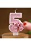 Adalie Pink Bow Number 5 Candle