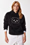 Hooded Embroidered Plush Sweatshirt Lzv0024 Black - 3