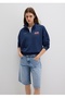 Logo Printed Half Zip Loose Fit (Relaxed Fit) Sweatshirt - 2