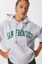 Printed Hooded Oversized Knitted Sweatshirt Lub0227 Gray Melange - 4