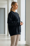 Women's Oversize Winter Loose Black Sweatshirt - 4