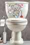 Toilet Seat Sticker Cute Elephant Hearts and Clouds Themed Bathroom Toilet Sticker