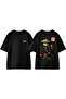 A Frog and His Son 1 Design Back Printed Cotton Black Oversize T-Shirt