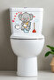Toilet Seat Sticker Cute Elephant Hearts and Clouds Themed Bathroom Toilet Sticker - 7