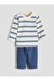 Crew Neck Striped Baby Boy Sweatshirt and Pants 2 Pcs