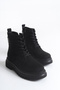 Elena Sinclair Black Suede Women's Zippered Studded Detailed Casual Boots