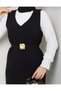 Women's Hijab Gold Buckle Gilet Shirt Suit - 3