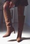 Stylish Heeled Below-The-Knee Pointed Toe Zippered Suede Women's Boots Bitter Brown Suede - 6