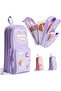 Kawaii Korean Style Pen Holder - 3 Compartment, 6 Cell Cylinder Bag Pencil Case Pen Holder Purple - 5