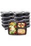 [20 Pack] 3 Section Black Base with Lids Food Storage Container| Disposable Food Container | - 4