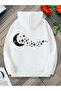 Star Moon Patterned Women's Hoodie - 3