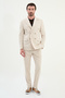 Straight Slim Fit Wide Collar Double Breasted Men's Suit Beige - 45392.25Y - 3
