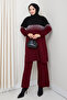 Two-Color Glitter Knitwear Tunic Set with Trousers