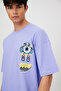 Oversize Fit Front & Back Printed T-Shirt - Lilac - 100% Cotton - 3
