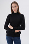 Women's Black 100% Organic Cotton Half Turtleneck Knitwear Sweater Knitted Blouse Trist-6104 - 2