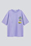 Oversize Fit Front & Back Printed T-Shirt - Lilac - 100% Cotton - 5
