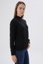Women's Black 100% Organic Cotton Half Turtleneck Knitwear Sweater Knitted Blouse Trist-6104 - 4